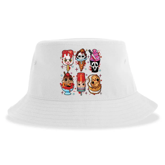 Horror Fan Gift Horror Ice Cream Dripping Ice Cream Sustainable Bucket Hat