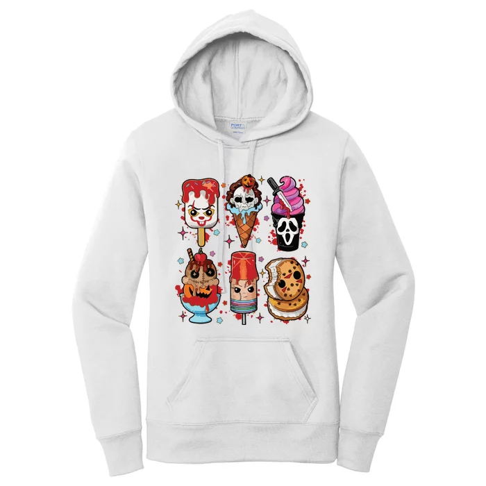 Horror Fan Gift Horror Ice Cream Dripping Ice Cream Women's Pullover Hoodie