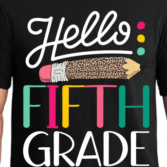 Hello Fifth Grade Leopard Pencil Team 5Th Grade Teacher Great Gift Pajama Set