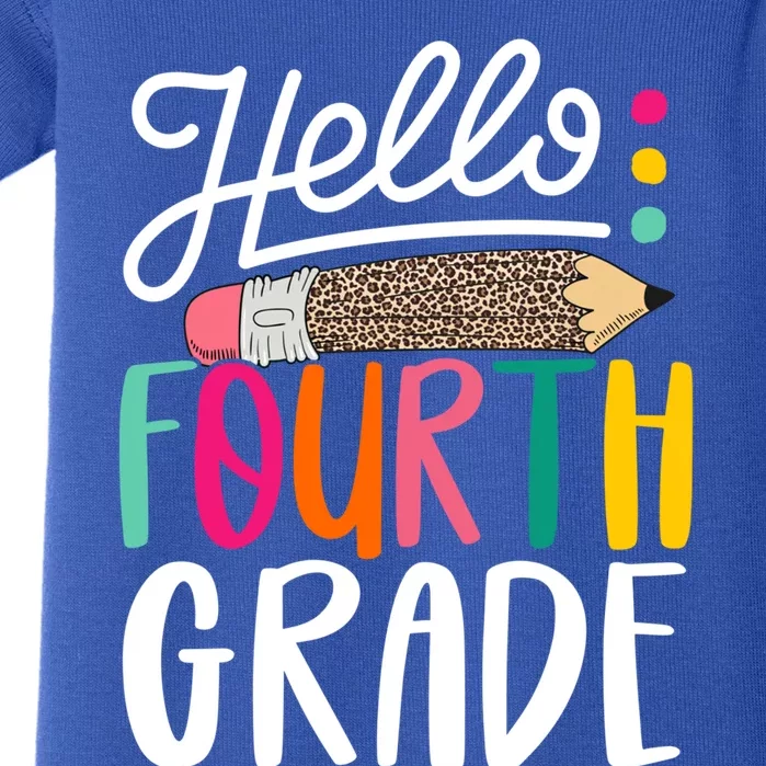 Hello Fourth Grade Leopard Pencil Team 4Th Grade Teacher Meaningful Gift Baby Bodysuit