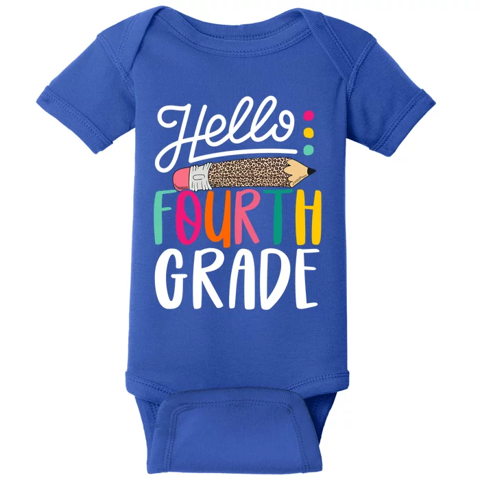 Hello Fourth Grade Leopard Pencil Team 4Th Grade Teacher Meaningful Gift Baby Bodysuit