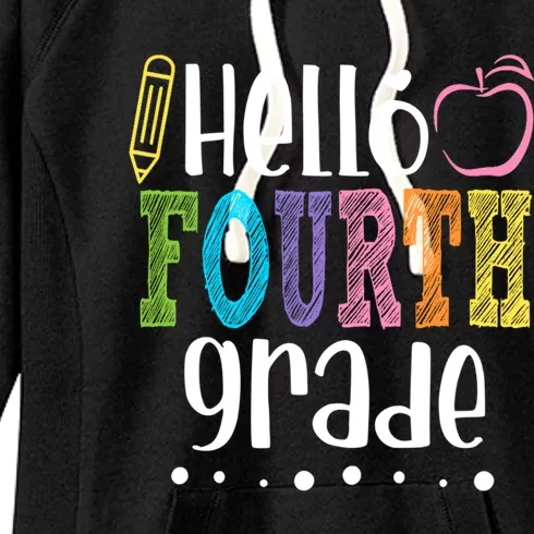 Hello Fourth Grade Pencil Back To School 4Th Grade Teacher Gift Women's Fleece Hoodie