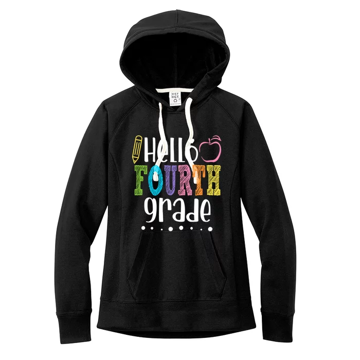 Hello Fourth Grade Pencil Back To School 4Th Grade Teacher Gift Women's Fleece Hoodie