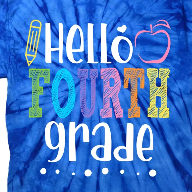 Hello Fourth Grade Pencil Back To School 4Th Grade Teacher Gift Tie-Dye T-Shirt