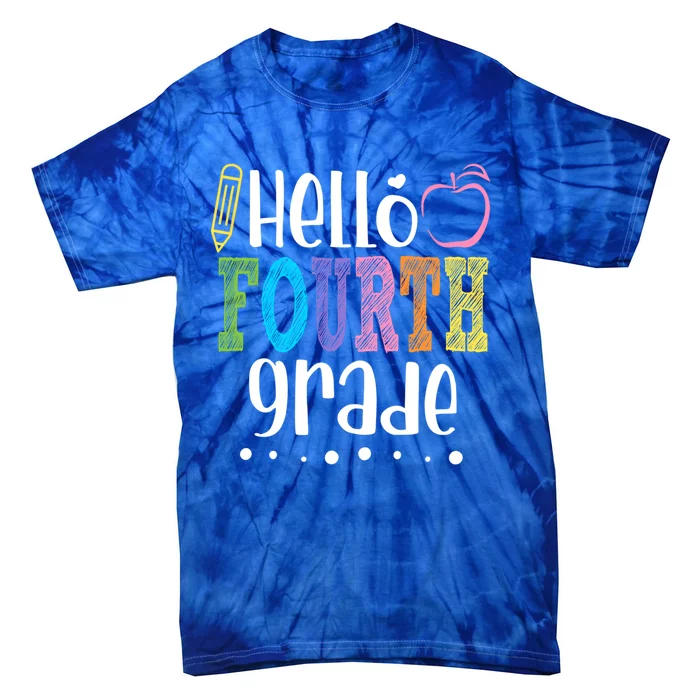 Hello Fourth Grade Pencil Back To School 4Th Grade Teacher Gift Tie-Dye T-Shirt