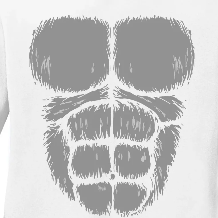 Halloween Funny Gorilla Monkey Belly Chest Costume Ladies Long Sleeve Shirt