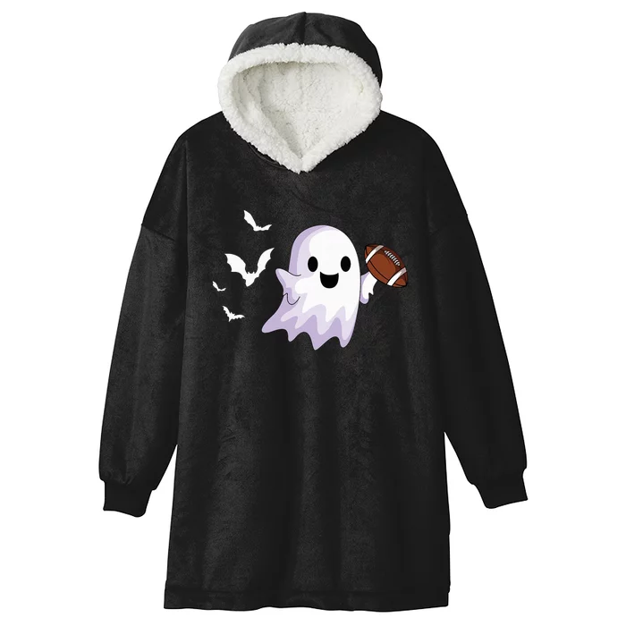 Halloween Football Ghost Playing All Hallows Day Hooded Wearable Blanket