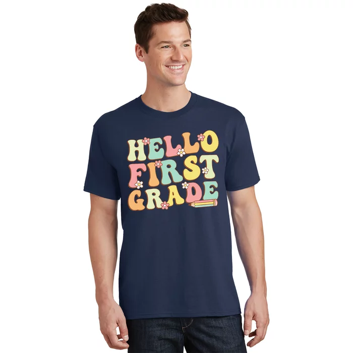 Hello First Grade Team 1st Grade Teacher Girl Back To School T-Shirt