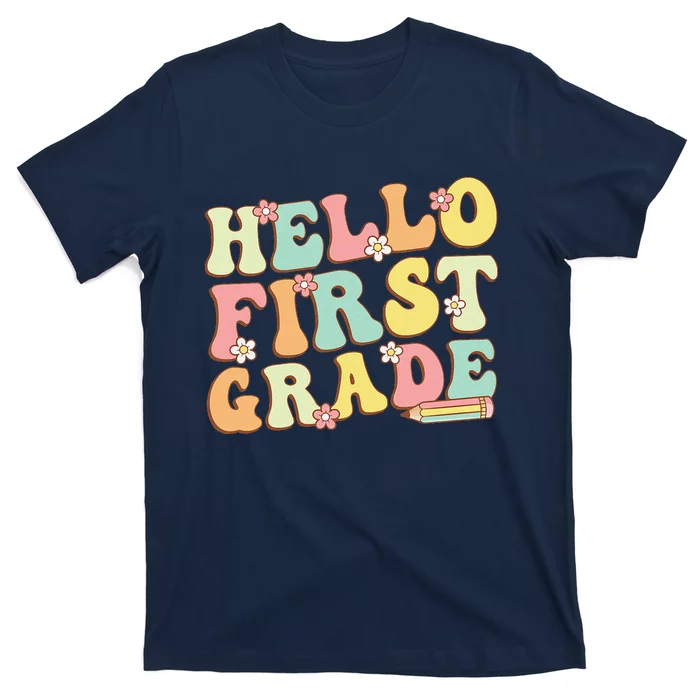 Hello First Grade Team 1st Grade Teacher Girl Back To School T-Shirt