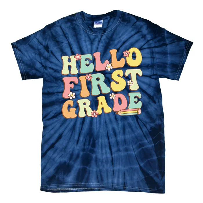 Hello First Grade Team 1st Grade Teacher Girl Back To School Tie-Dye T-Shirt