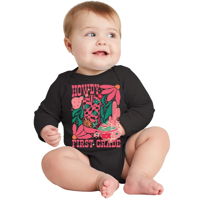 Howdy First Grade 1st Grade Teacher Baby Long Sleeve Bodysuit