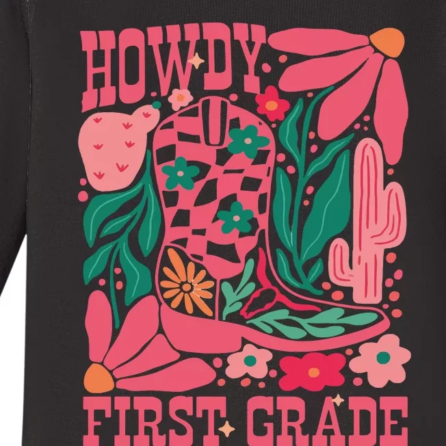 Howdy First Grade 1st Grade Teacher Baby Long Sleeve Bodysuit