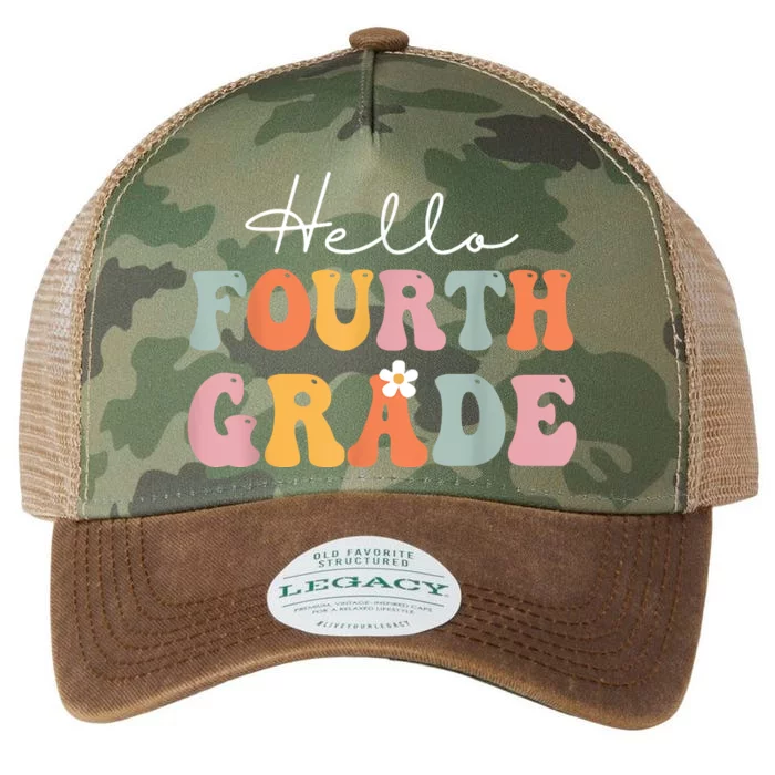 Hello Fourth Grade Back To School Groovy Teacher Student Legacy Tie Dye Trucker Hat