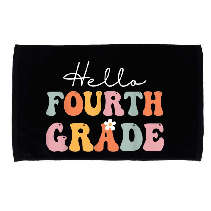 Hello Fourth Grade Back To School Groovy Teacher Student Microfiber Hand Towel