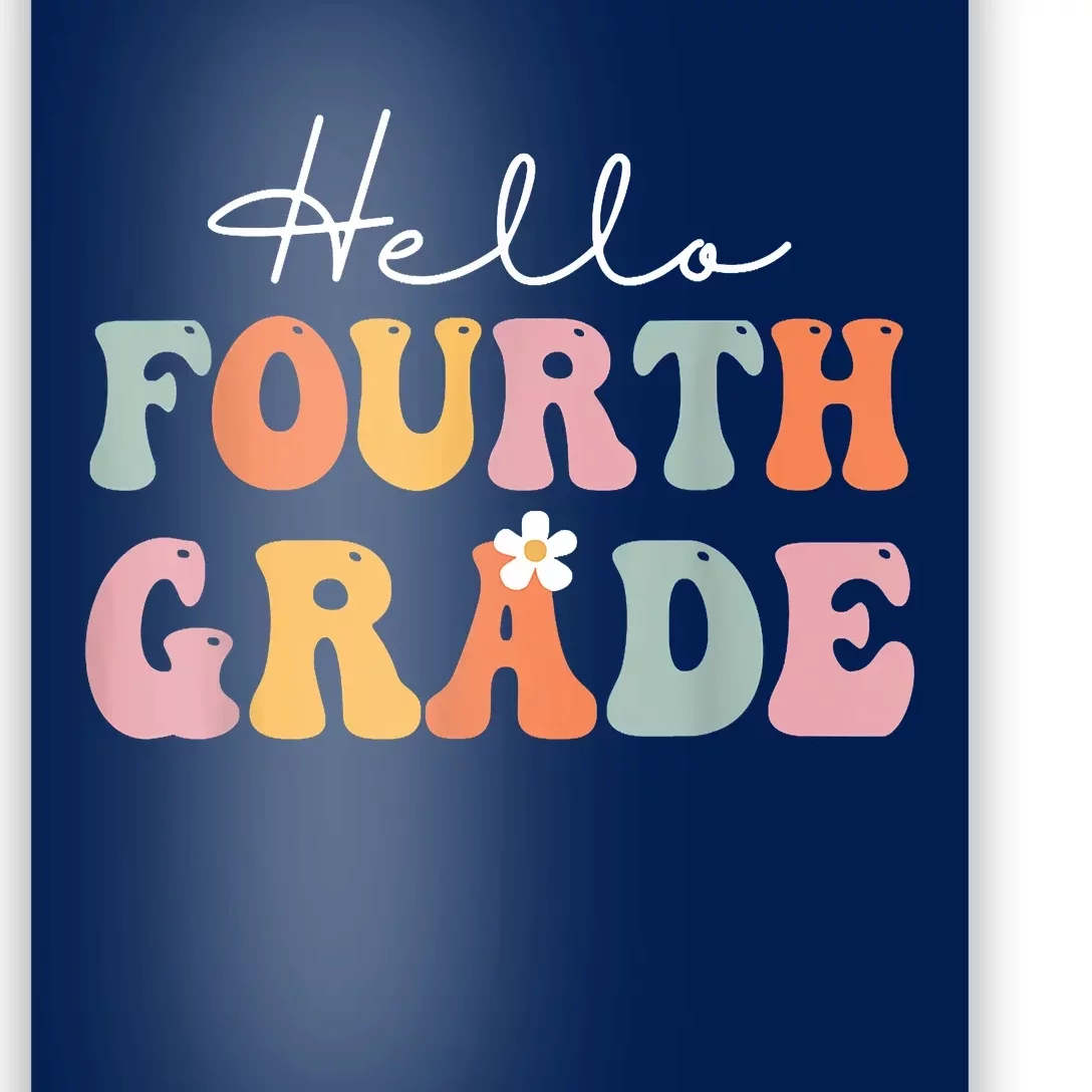 Hello Fourth Grade Back To School Groovy Teacher Student Poster