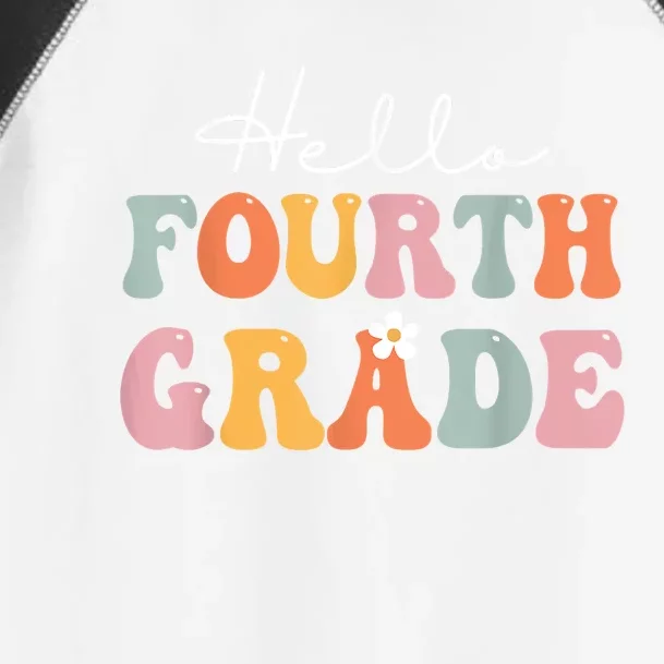 Hello Fourth Grade Back To School Groovy Teacher Student Toddler Fine Jersey T-Shirt