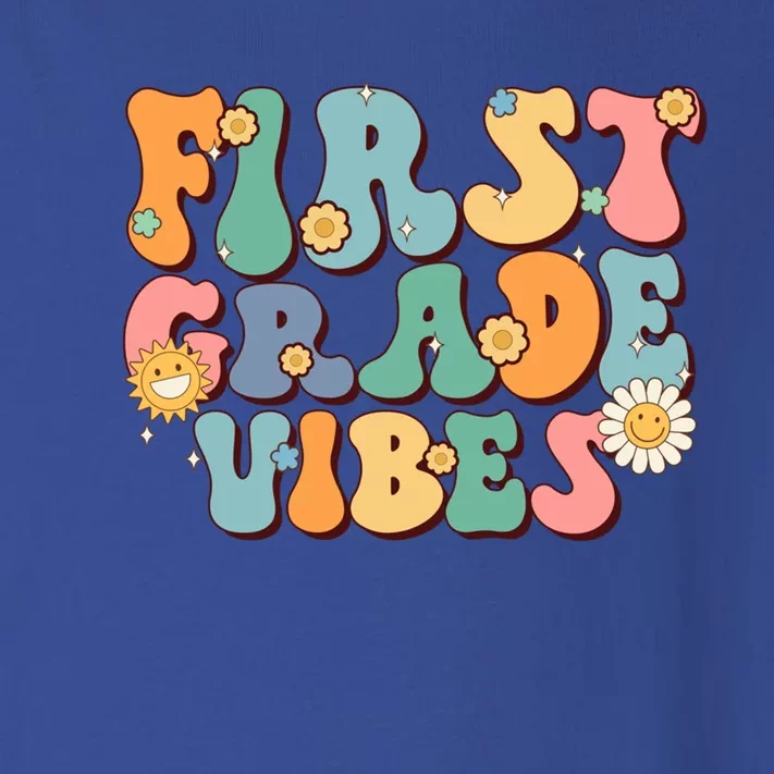 Hippie First Grade Vibes Retro Groovy First Day Of School Gift Toddler Long Sleeve Shirt