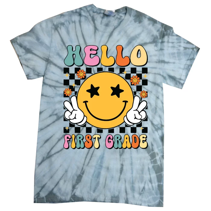 Hello First Grade Team 1st Grade Teacher Girl Back To School Tie-Dye T-Shirt