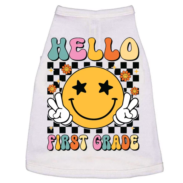 Hello First Grade Team 1st Grade Teacher Girl Back To School Doggie Tank