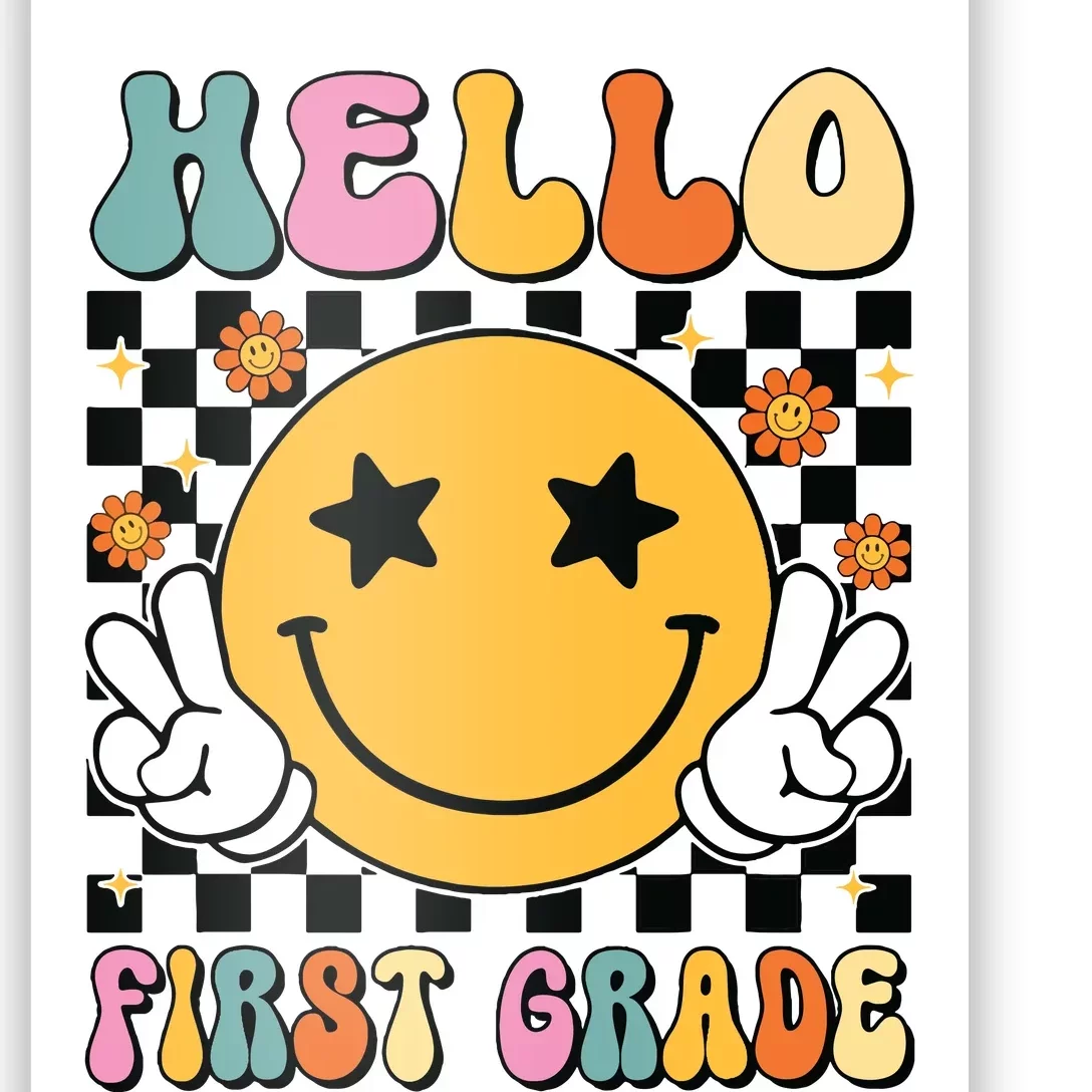 Hello First Grade Team 1st Grade Teacher Girl Back To School Poster