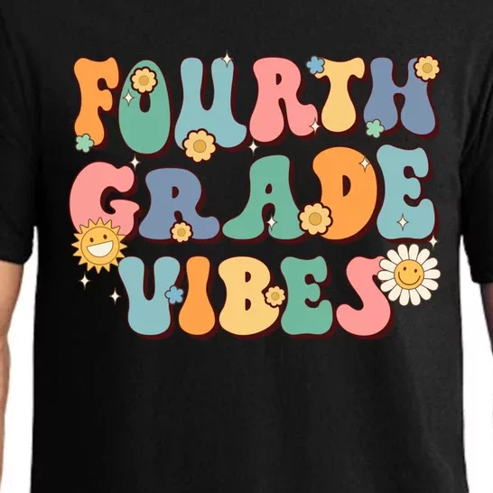 Hippie Fourth Grade Vibes Retro Groovy First Day Of School Great Gift Pajama Set