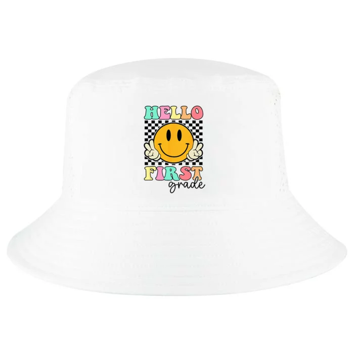 Hello First Grade Retro Smile Team 1st Grade Back to School Cool Comfort Performance Bucket Hat