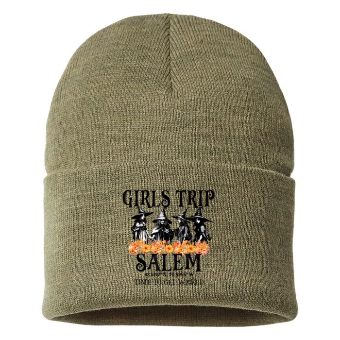 Halloween Funny Girl Trip Salem Time To Get Witch Gift Sustainable Knit Beanie