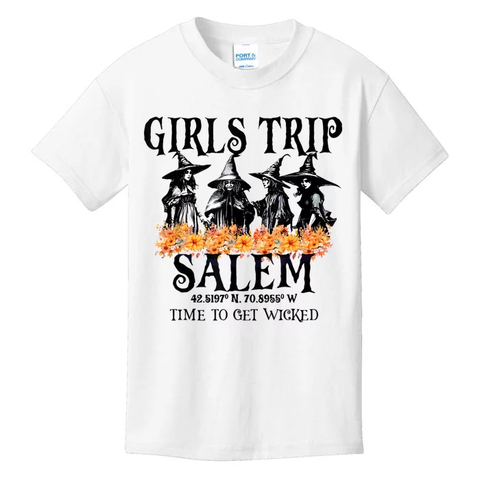 Halloween Funny Girl Trip Salem Time To Get Witch Gift Kids T-Shirt