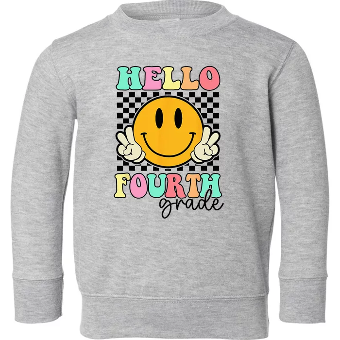 Hello Fourth Grade Retro Smile Team 4th Grade Back to School Toddler Sweatshirt