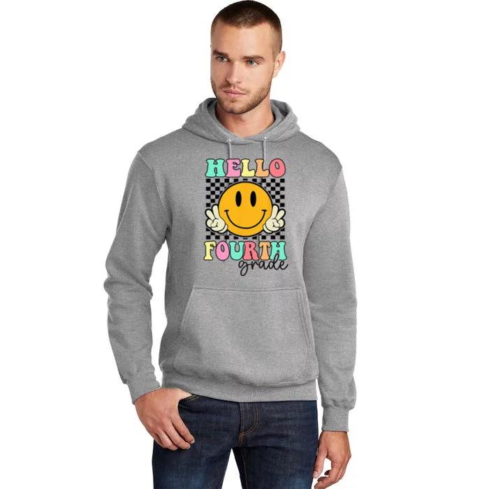 Hello Fourth Grade Retro Smile Team 4th Grade Back to School Tall Hoodie