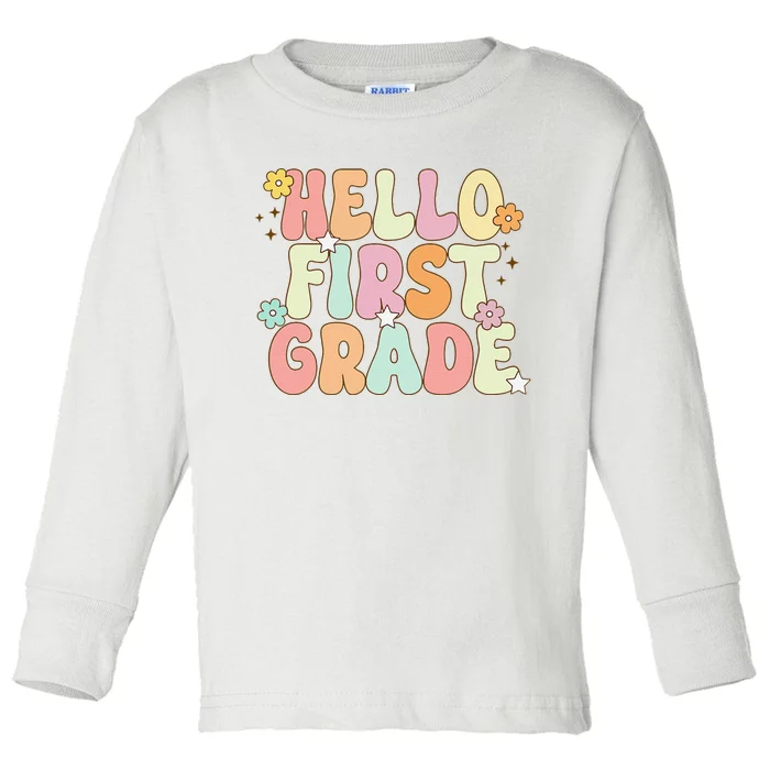 Hello First Grade Team 1st Grade Back To School Teacher Toddler Long Sleeve Shirt