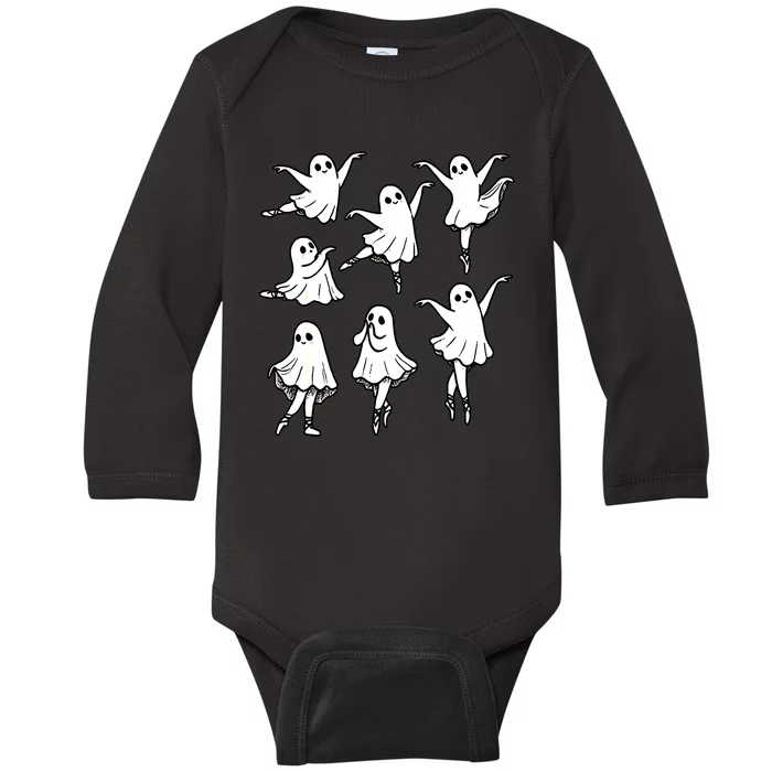 Halloween Funny Ghost Ballet Dancer Spooky Dance Teacher Gift Baby Long Sleeve Bodysuit