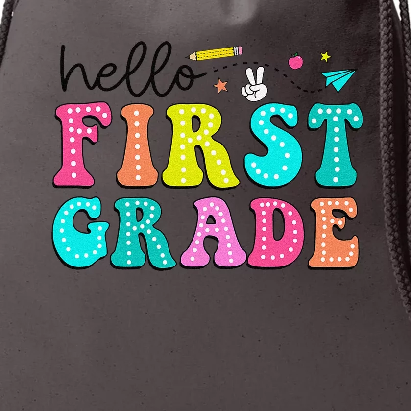 Hello First Grade Teacher Back To School First Day Gift Drawstring Bag