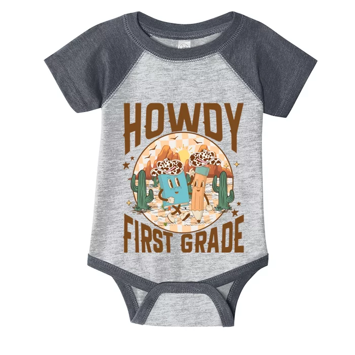 Howdy First Grade Western Teacher Infant Baby Jersey Bodysuit