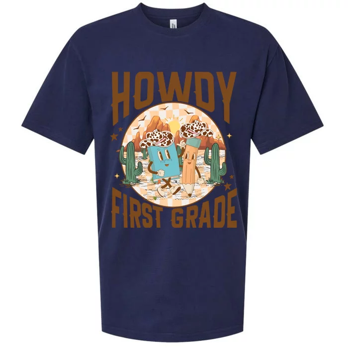 Howdy First Grade Western Teacher Sueded Cloud Jersey T-Shirt