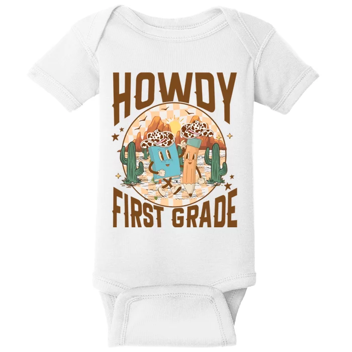 Howdy First Grade Western Teacher Baby Bodysuit