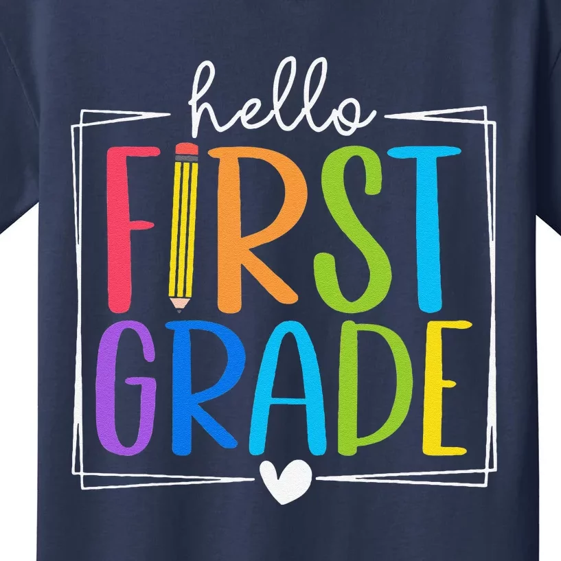 Hello First Grade Team 1st Grade Back To School Teacher Kids T-Shirt