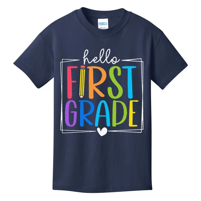 Hello First Grade Team 1st Grade Back To School Teacher Kids T-Shirt