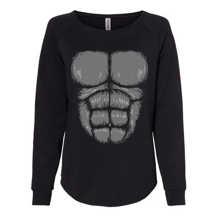 Halloween Funny Gorilla Monkey Belly Chest Costume Womens California Wash Sweatshirt