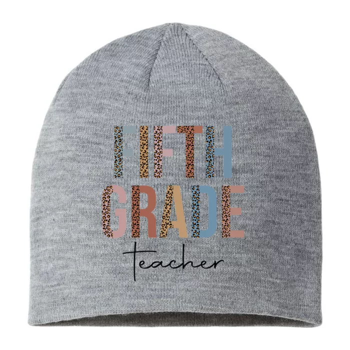 Hello Fifth Grade Leopard First Day of School Teacher Tees 8 1/2in Sustainable Knit Beanie