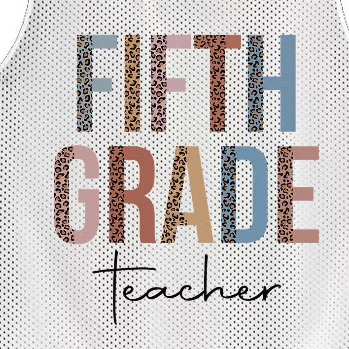 Hello Fifth Grade Leopard First Day of School Teacher Tees Mesh Reversible Basketball Jersey Tank