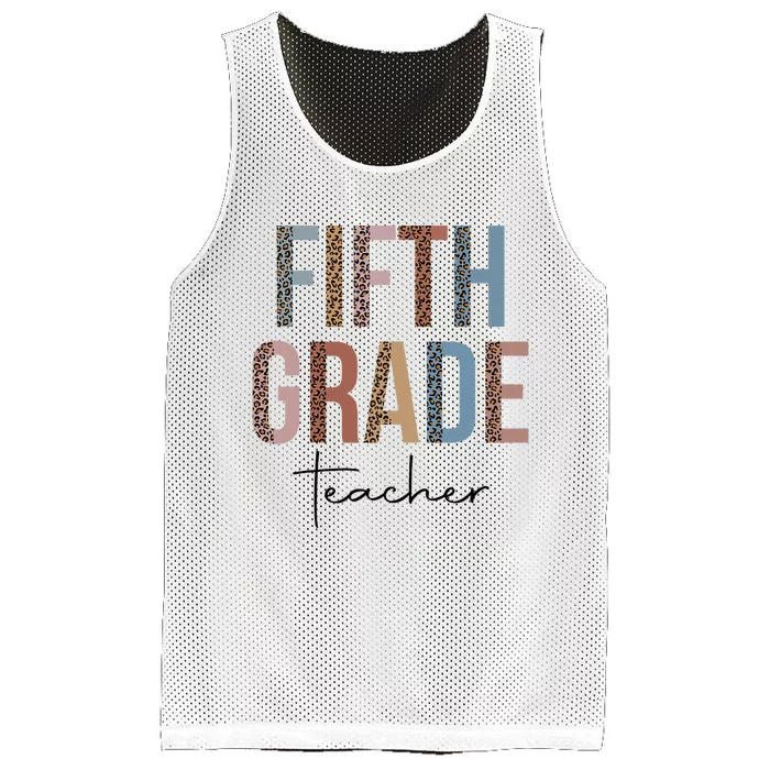 Hello Fifth Grade Leopard First Day of School Teacher Tees Mesh Reversible Basketball Jersey Tank