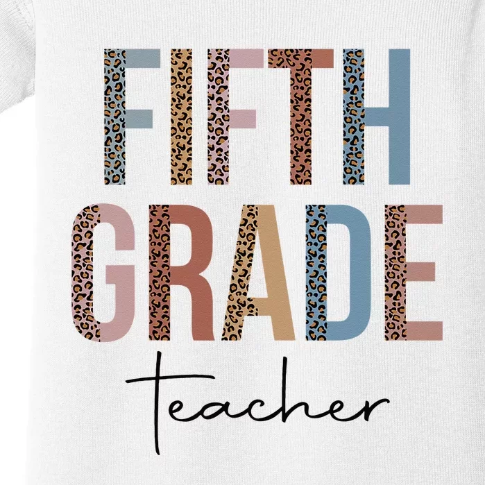 Hello Fifth Grade Leopard First Day of School Teacher Tees Baby Bodysuit