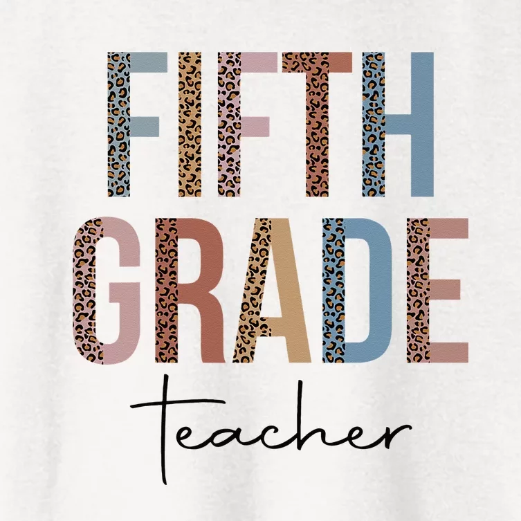 Hello Fifth Grade Leopard First Day of School Teacher Tees Women's Crop Top Tee