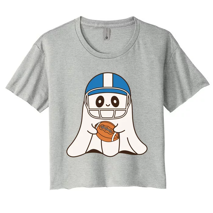 Halloween Football Ghost Mascot And Sports Lovers Funny Gift Women's Crop Top Tee