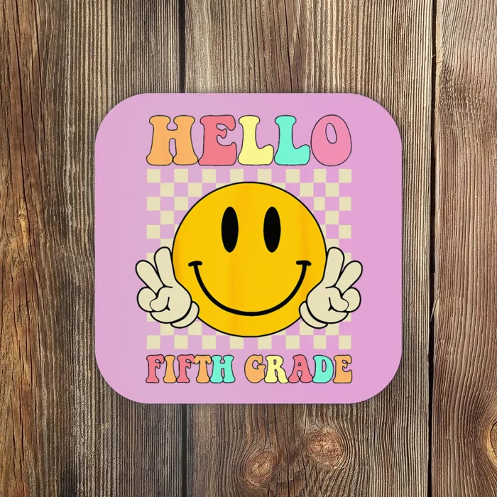 Hello Fifth Grade Hippie Smile Face 5th Grade Back To School Coaster