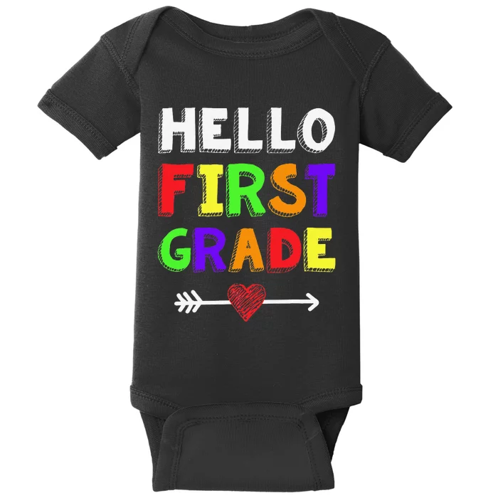 Hello First Grade Team 1st Grade Back To School Teacher Baby Bodysuit