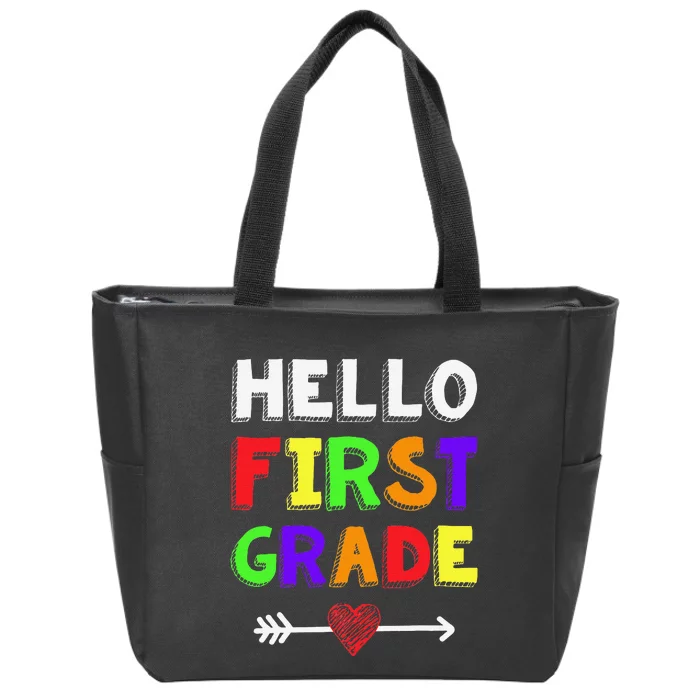 Hello First Grade Team 1st Grade Back To School Teacher Zip Tote Bag