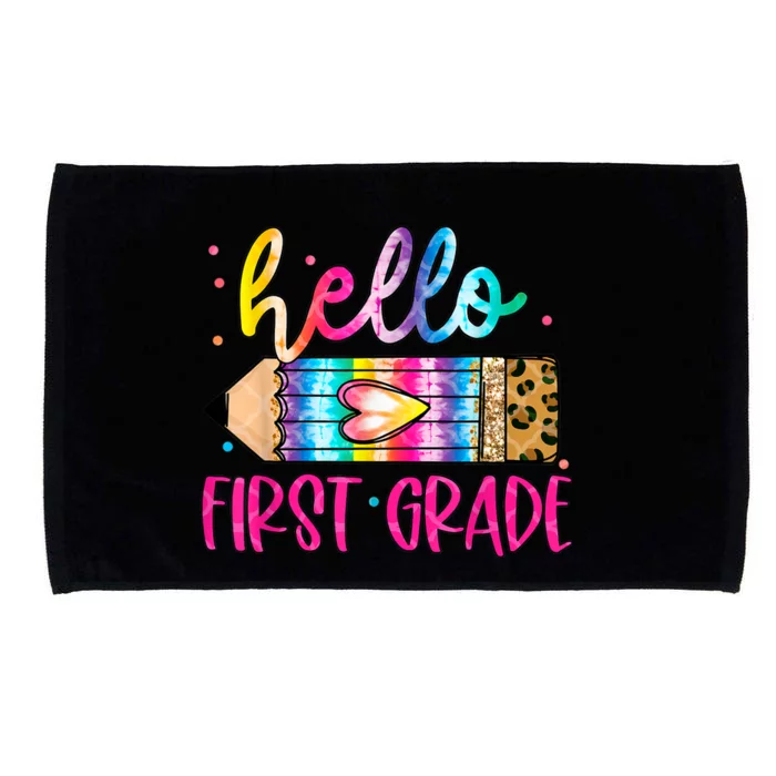 Hello First Grade Leopard Tie Dye Pencil Microfiber Hand Towel