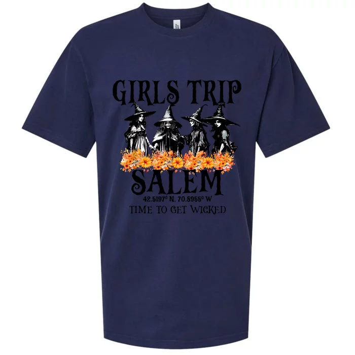 Halloween Funny Girl Trip Salem Time To Get Witch Gift Sueded Cloud Jersey T-Shirt